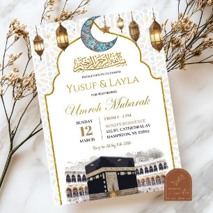Gouden Umroh Mubarak Moslim Uitnodiging, Kaart