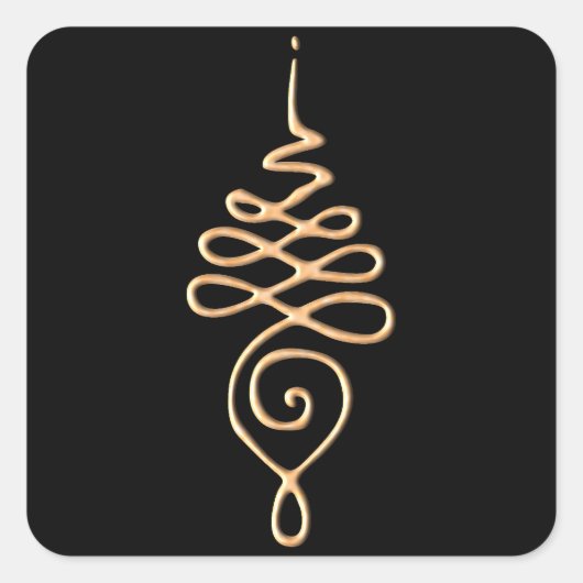 Gouden Unalome Vierkante Sticker (Voorkant)
