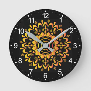 Gouden Uniek Mandala Ontwerp Ronde Klok