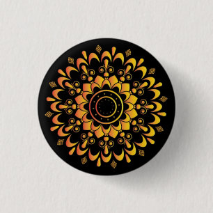 Gouden unieke mandala-ontwerp-95747 ronde button 3,2 cm