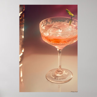 Gouden Uur Gloed: Vintage Kristallen Cocktail Kuns Poster