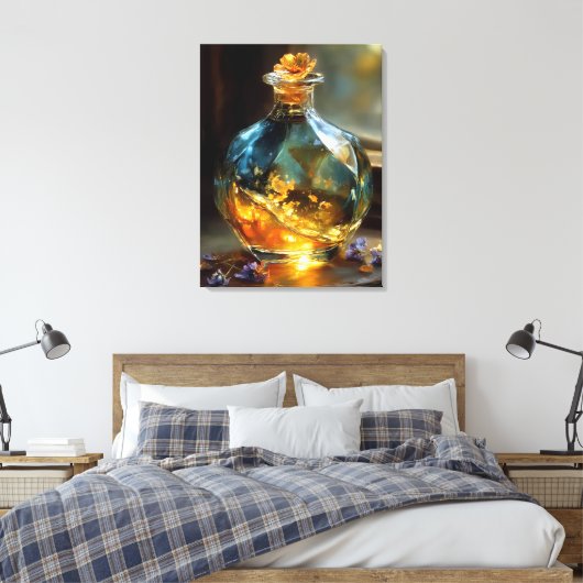 Gouden uur in een fles - Enchanted Sunset Parfum Canvas Afdruk (Insitu (Slaapkamer))