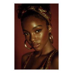 Gouden Uur Melanine Schoonheid Hoofddoek Portret Perfect Poster