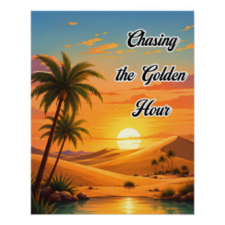 Gouden uur najagen Woestijn Zonsondergang Esthetie Perfect Poster