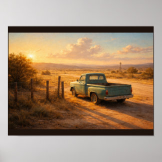 Gouden uur op het Texaanse platteland Poster