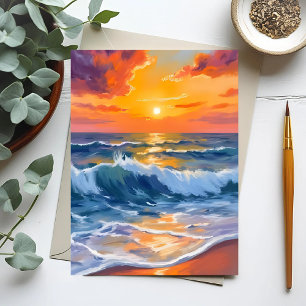Gouden Uur Strand Zonsondergang Kust Briefkaart