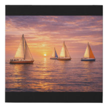 Gouden Uur Zeilboten Canvas Wand Kunst | Kust Su