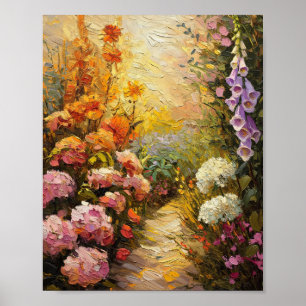 Gouden Uur Zomer Tuinpad Olie Schilderij Poster