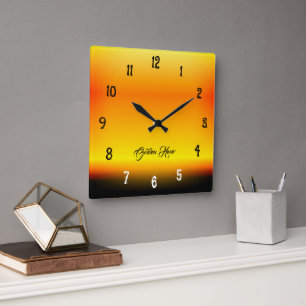 Gouden Uur Zonsondergang Gradiënt Wandklok Vierkante Klok