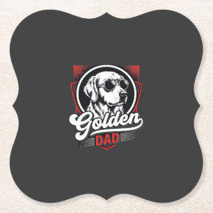 Gouden Vader Golden Retriever Zonnebril Ontwerp Kartonnen Onderzetters
