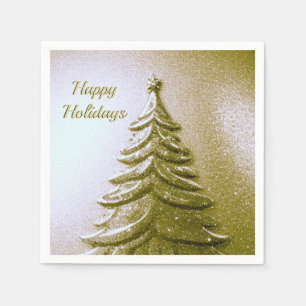 Gouden Vakantie Kerstboom Papier Servet