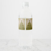 Gouden Vakantie Kerstboom Waterfles Etiket (Achterkant)
