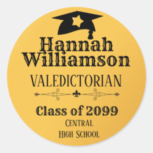 Gouden Valedictorian Gepersonaliseerde Graduation Ronde Sticker