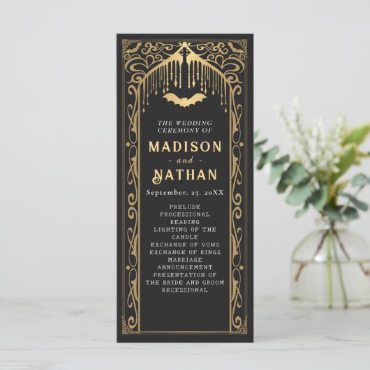 Gouden Vampier Kathedraal Gotische bruiloft Programma (Staand voorkant)