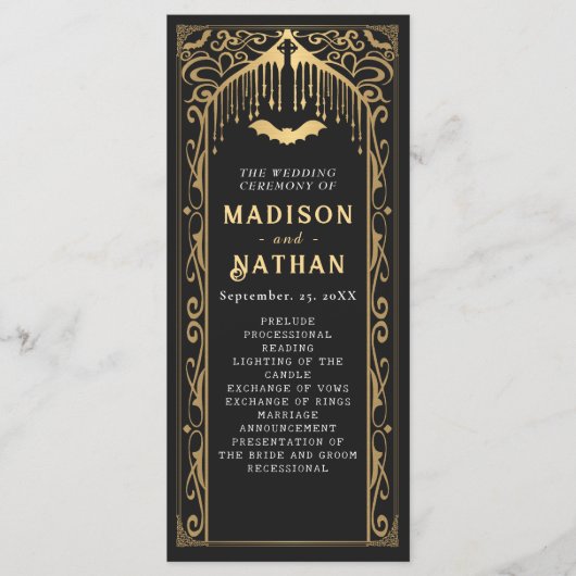 Gouden Vampier Kathedraal Gotische bruiloft Programma (Voorkant)