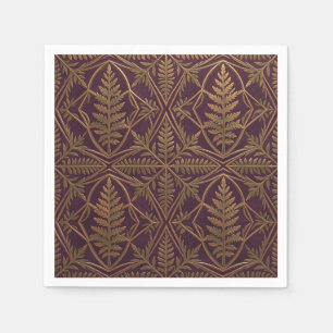 Gouden Varens Ornamentaal Geometrisch Paars Servet