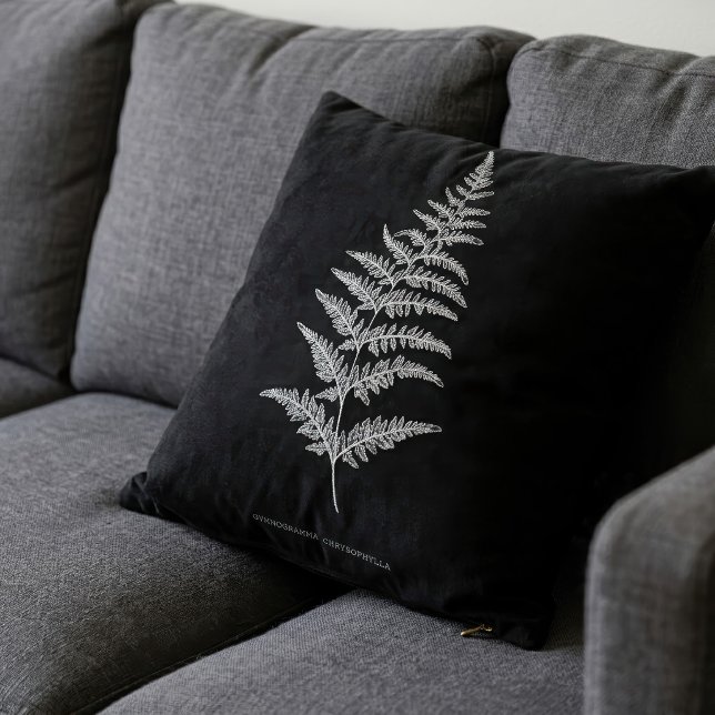 Gouden Varenschede, Gymnogramma Chrysophylla Kussen (Golden Fern Frond, Gymnogramma Chrysophylla. Throw Pillow)