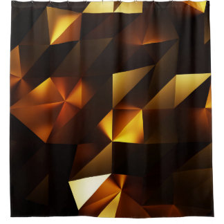 Gouden Veelhoek: 3D Abstract het teruggeven Douchegordijn