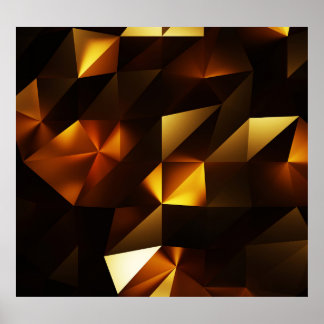 Gouden Veelhoek: 3D Abstract het teruggeven Poster