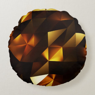 Gouden Veelhoek: 3D Abstract het teruggeven Rond Kussen
