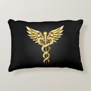 Gouden veelhoekig symbool Caduceus Accent Kussen