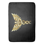 Gouden veelhoekig symbool Caduceus Badmat (Voorkant Verticaal)