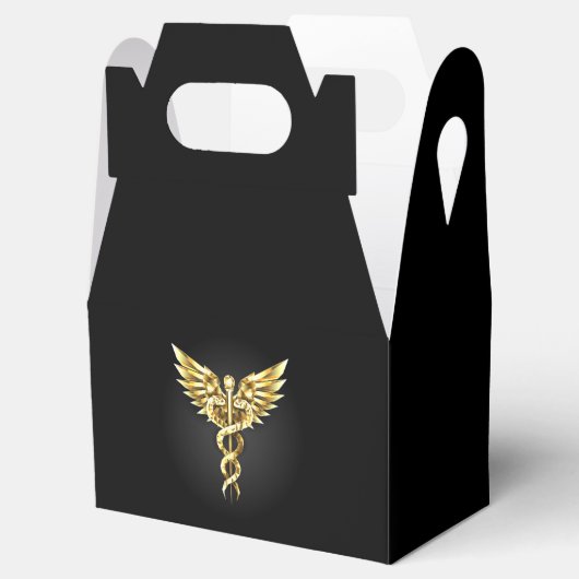 Gouden veelhoekig symbool Caduceus Bedankdoosjes (Geopend)