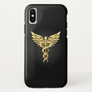 Gouden veelhoekig symbool Caduceus iPhone XS Hoesje