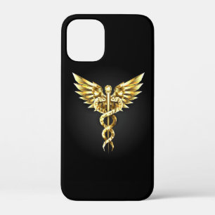Gouden veelhoekig symbool Caduceus iPhone 12 Mini Hoesje