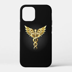 Gouden veelhoekig symbool Caduceus iPhone 12 Mini Hoesje