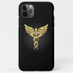 Gouden veelhoekig symbool Caduceus iPhone 11 Pro Max Hoesje