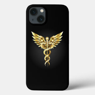 Gouden veelhoekig symbool Caduceus iPhone 13 Hoesje