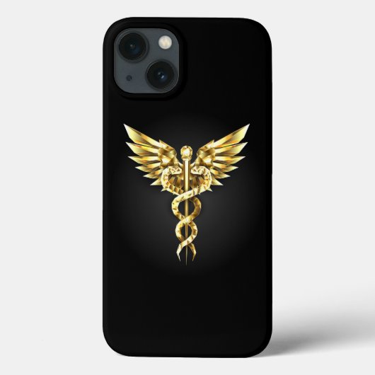 Gouden veelhoekig symbool Caduceus Case-Mate iPhone Case (Achterkant)