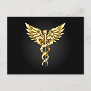 Gouden veelhoekig symbool Caduceus Feestdagenkaart