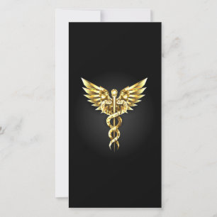Gouden veelhoekig symbool Caduceus Feestdagenkaart