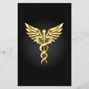 Gouden veelhoekig symbool Caduceus Flyer