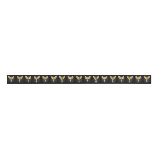 Gouden veelhoekig symbool Caduceus Grosgrain Lint (Voorkant)