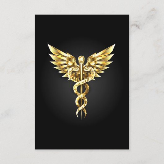 Gouden veelhoekig symbool Caduceus Informatiekaartje (Voorkant)