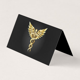 Gouden veelhoekig symbool Caduceus Kaart