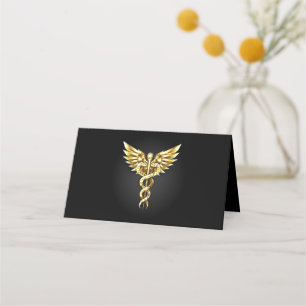Gouden veelhoekig symbool Caduceus Klantenkaartje