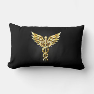 Gouden veelhoekig symbool Caduceus Kussen