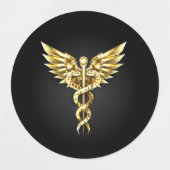 Gouden veelhoekig symbool Caduceus Labels (Design 2)