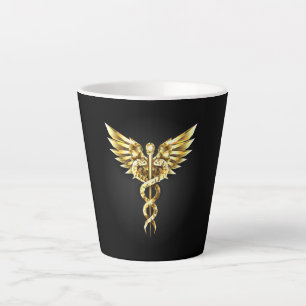 Gouden veelhoekig symbool Caduceus Latte Mok