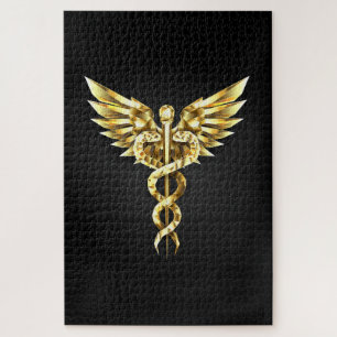 Gouden veelhoekig symbool Caduceus Legpuzzel
