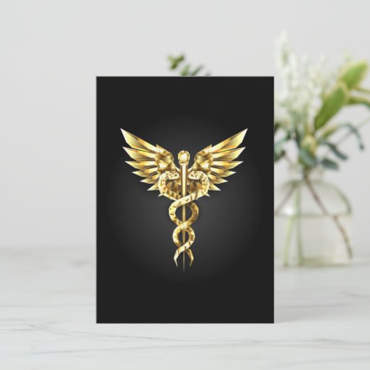 Gouden veelhoekig symbool Caduceus Menu (Staand voorkant)