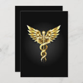 Gouden veelhoekig symbool Caduceus Menu (Voorkant / Achterkant)