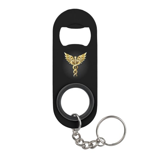 Gouden veelhoekig symbool Caduceus Mini Flessenopener (Achterkant)