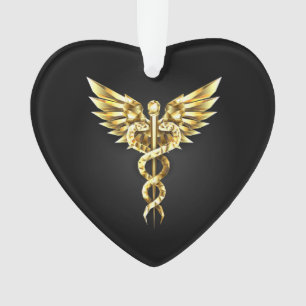 Gouden veelhoekig symbool Caduceus Ornament