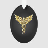 Gouden veelhoekig symbool Caduceus Ornament (achterkant)