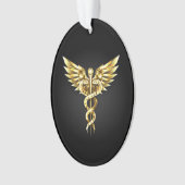 Gouden veelhoekig symbool Caduceus Ornament (voorkant)